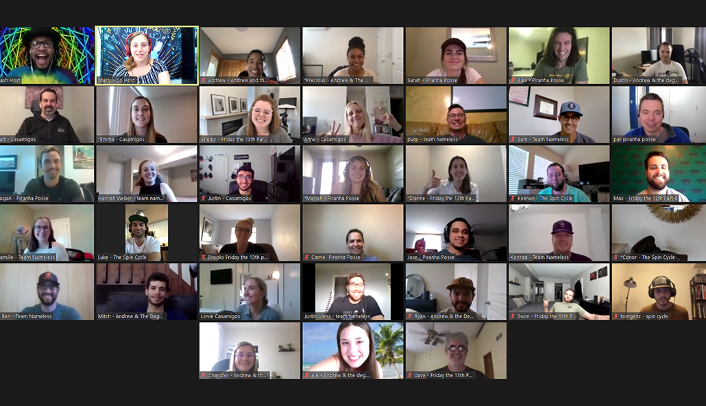 the adaction team staying connected via zoom while working remotely