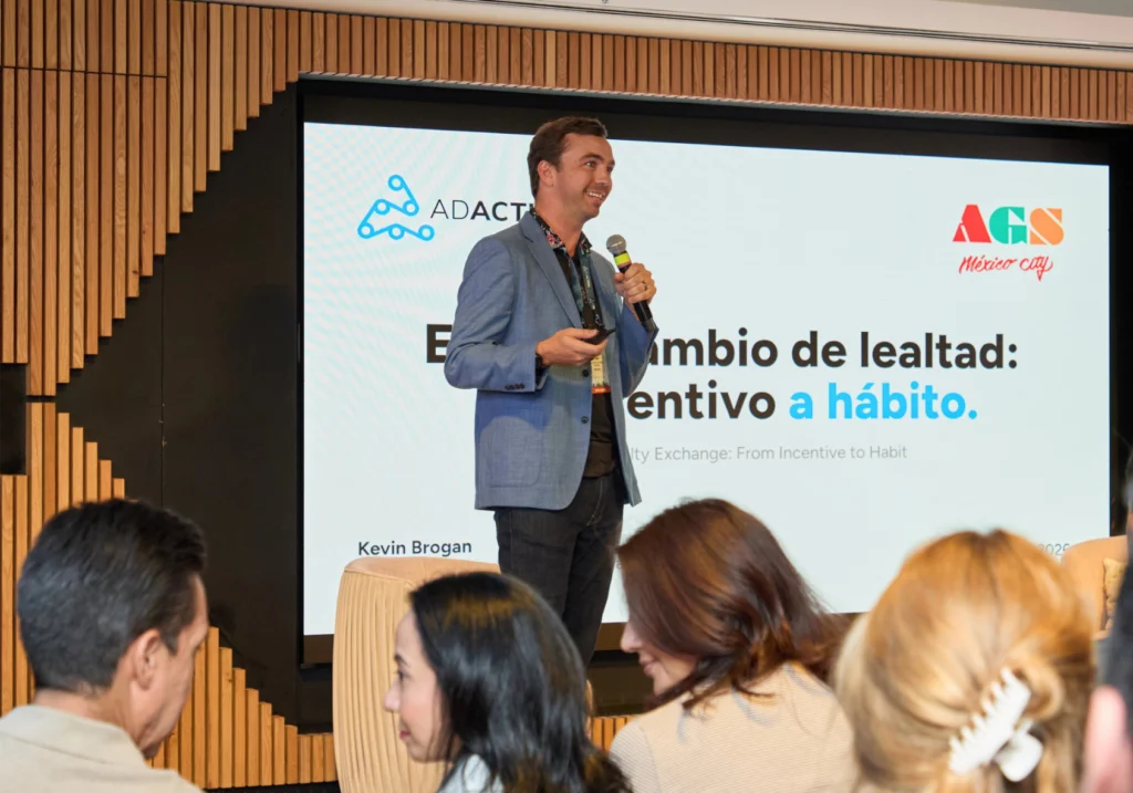 Kevin Brogan of AdAction presents The Loyalty Exchange: From Incentive to Habit at App Growth Summit México City.